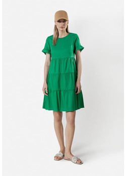 Bawełniana zielona sukienka z falbanami ze sklepu Molton w kategorii Sukienki - zdjęcie 173411667