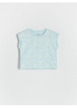 Reserved - Bawełniany t-shirt - jasnoturkusowy ze sklepu Reserved w kategorii Koszulki niemowlęce - zdjęcie 173411898