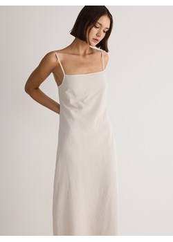 Reserved - Sukienka midi z wiskozy - beżowy ze sklepu Reserved w kategorii Sukienki - zdjęcie 173412655
