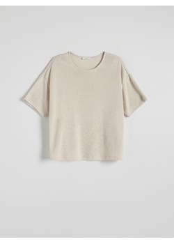 Reserved - Dzianinowa bluzka oversize z wiskozą - kremowy ze sklepu Reserved w kategorii Bluzki damskie - zdjęcie 173412706