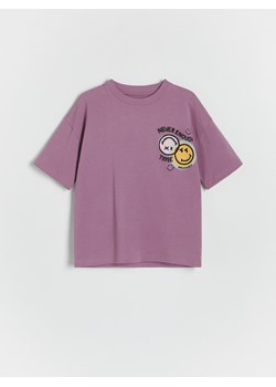 Reserved - T-shirt oversize SmileyWorld® - fioletowy ze sklepu Reserved w kategorii T-shirty chłopięce - zdjęcie 173417517