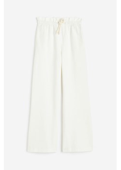 H & M - Szerokie spodnie z domieszką lnu - Biały ze sklepu H&M w kategorii Spodnie damskie - zdjęcie 173421268