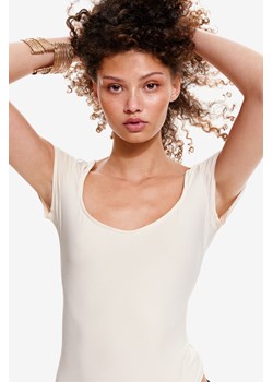 H & M - Body thong z dekoltem w serce - Beżowy ze sklepu H&M w kategorii Bluzki damskie - zdjęcie 173421286