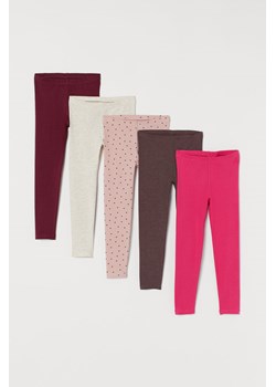 H & M - Dżersejowe legginsy 5-pak - Różowy ze sklepu H&M w kategorii Spodnie dziewczęce - zdjęcie 173421318
