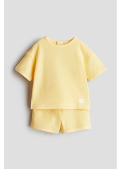 H & M - Bawełniany komplet 2-częściowy w waflowy splot - Żółty ze sklepu H&M w kategorii Odzież dla niemowląt - zdjęcie 173421319