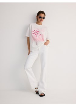Reserved - T-shirt oversize z nadrukiem - biały ze sklepu Reserved w kategorii Bluzki damskie - zdjęcie 173421957