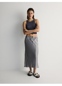 Reserved - Spódnica midi z wiskozy - srebrny ze sklepu Reserved w kategorii Spódnice - zdjęcie 173421975