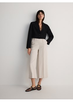 Reserved - Spodnie culotte z wiskozą - beżowy ze sklepu Reserved w kategorii Spodnie damskie - zdjęcie 173422096