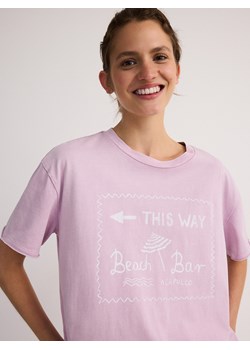 Reserved - T-shirt regular z nadrukiem - pastelowy róż ze sklepu Reserved w kategorii Bluzki damskie - zdjęcie 173422266