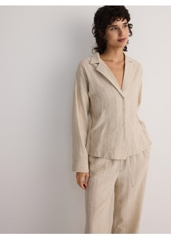 Reserved - Koszula oversize z lnem oraz wiskozą - beżowy ze sklepu Reserved w kategorii Koszule damskie - zdjęcie 173422366