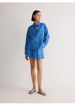Reserved - Koszula z domieszką lnu - niebieski ze sklepu Reserved w kategorii Koszule damskie - zdjęcie 173422378