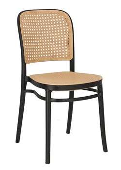Beżowo-czarne krzesło plecione boho - Aldeo ze sklepu Edinos.pl w kategorii Krzesła - zdjęcie 173422468