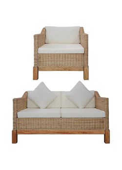 2-częściowy zestaw wypoczynkowy, sofa i fotel, naturalny rattan Gordon 3X ze sklepu Edinos.pl w kategorii Zestawy mebli ogrodowych - zdjęcie 173422498