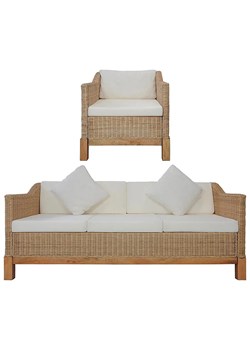 2-częściowy zestaw wypoczynkowy, naturalny rattan - Otma 4F ze sklepu Edinos.pl w kategorii Zestawy mebli ogrodowych - zdjęcie 173422888