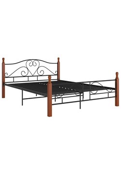 Łózko metalowe czarny + ciemny dąb 120x200 cm - Dexir ze sklepu Edinos.pl w kategorii Łóżka i materace - zdjęcie 173422919