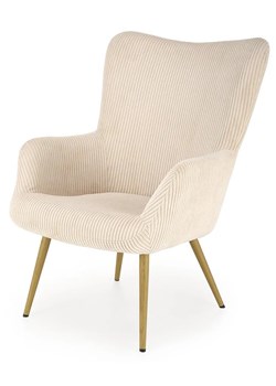 Kremowy sztruksowy fotel wypoczynkowy - Costes ze sklepu Edinos.pl w kategorii Fotele - zdjęcie 173423249