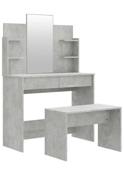 Nowoczesna toaletka ze stołkiem i lustrem szarość betonu - Nodia - id: 41645 - marki Elior - 173423476 Nowoczesna toaletka ze stołkiem i lustrem szarość betonu - Nodia ze sklepu Edinos.pl w kategorii Toaletki - zdjęcie 173423476
