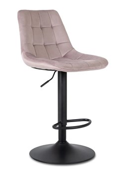 Różowe welurowe krzesło barowe z oparciem - Azel ze sklepu Edinos.pl w kategorii Hokery - zdjęcie 173423645