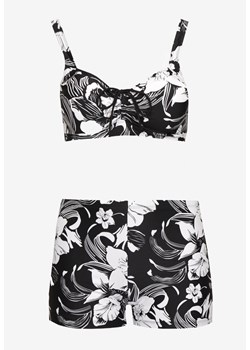 Biało-Czarne Bikini Dwuczęściowe w Kwiatowy Print Szorty i Stanik Landora ze sklepu Born2be Odzież w kategorii Stroje kąpielowe - zdjęcie 173423759