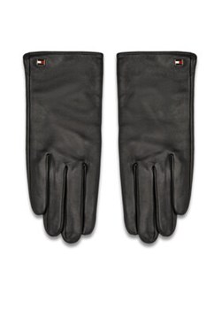 Tommy Hilfiger Rękawiczki Damskie Essential Flag Leather Gloves AW0AW15360 Czarny ze sklepu MODIVO w kategorii Rękawiczki damskie - zdjęcie 173425995