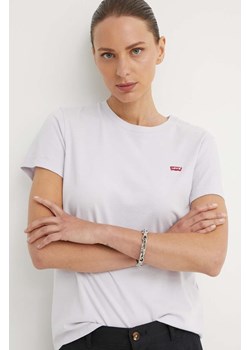 Levi&apos;s t-shirt bawełniany damski kolor fioletowy ze sklepu ANSWEAR.com w kategorii Bluzki damskie - zdjęcie 173428325
