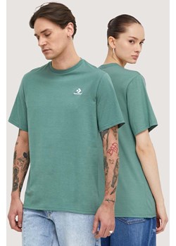 Converse t-shirt bawełniany kolor zielony gładki ze sklepu ANSWEAR.com w kategorii T-shirty męskie - zdjęcie 173428368