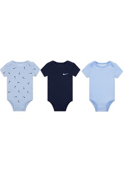 Body dla niemowląt (0–9 M) Nike Baby Essentials (3 szt.) - Niebieski ze sklepu Nike poland w kategorii Odzież dla niemowląt - zdjęcie 173429016