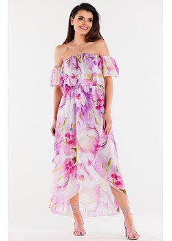 Asymetryczna spódnica z szyfonu fioletowo-różowa A512, Kolor fioletowo-różowy, Rozmiar L/XL, Awama ze sklepu Primodo w kategorii Sukienki - zdjęcie 173430197