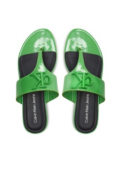 Japonki Calvin Klein Jeans Flat Sandal Slide Toepost Mg Met YW0YW01342 Zielony ze sklepu eobuwie.pl w kategorii Klapki damskie - zdjęcie 173432286