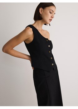 Reserved - Asymetryczna kamizelka garniturowa - czarny ze sklepu Reserved w kategorii Kamizelki damskie - zdjęcie 173433996