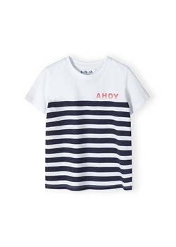 Biały t-shirt dla chłopca bawełniany w paski- Ahoy ze sklepu 5.10.15 w kategorii T-shirty chłopięce - zdjęcie 173435549