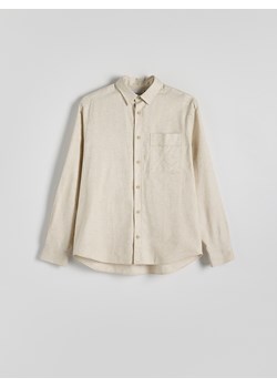 Reserved - Koszula boxy z domieszką lnu - beżowy ze sklepu Reserved w kategorii Koszule męskie - zdjęcie 173436487