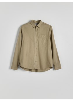 Reserved - Koszula boxy z domieszką lnu - oliwkowy ze sklepu Reserved w kategorii Koszule męskie - zdjęcie 173436489