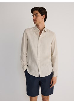 Reserved - Lniana koszula regular fit - beżowy ze sklepu Reserved w kategorii Koszule męskie - zdjęcie 173436569
