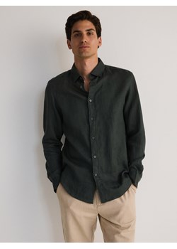 Reserved - Lniana koszula regular fit - zielony ze sklepu Reserved w kategorii Koszule męskie - zdjęcie 173436575