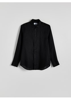 Reserved - Lniana koszula regular fit - czarny ze sklepu Reserved w kategorii Koszule męskie - zdjęcie 173436579