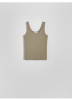 Reserved - Prążkowany top z wiskozy - jasnozielony ze sklepu Reserved w kategorii Bluzki damskie - zdjęcie 173436606