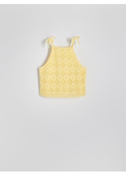 Reserved - Top z ażurowym splotem - jasnożółty ze sklepu Reserved w kategorii Bluzki damskie - zdjęcie 173436709