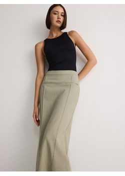 Reserved - Spódnica midi z lnem - zielony ze sklepu Reserved w kategorii Spódnice - zdjęcie 173436725