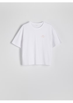 Reserved - T-shirt z napisem - biały ze sklepu Reserved w kategorii Bluzki damskie - zdjęcie 173436736