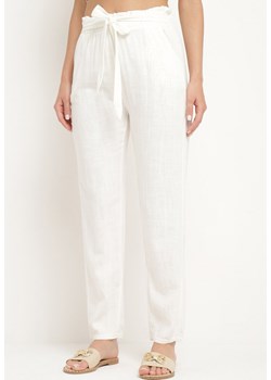 Białe Spodnie Vikirisa ze sklepu Born2be Odzież w kategorii Spodnie damskie - zdjęcie 173440318