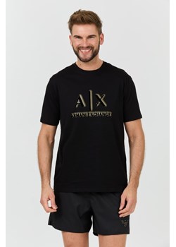 ARMANI EXCHANGE Czarny t-shirt ze złotym logo, Wybierz rozmiar XXL ze sklepu outfit.pl w kategorii T-shirty męskie - zdjęcie 173442056