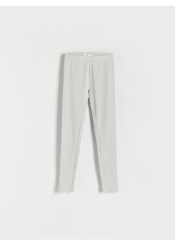 Reserved - Bawełniane legginsy w prążek - jasnoszary ze sklepu Reserved w kategorii Spodnie dziewczęce - zdjęcie 173442968