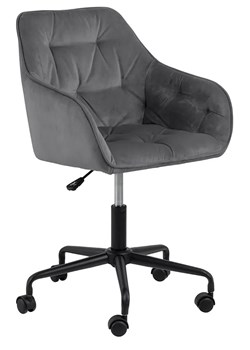 Szary welurowy fotel biurowy - Pammi ze sklepu Edinos.pl w kategorii Krzesła biurowe - zdjęcie 173446379