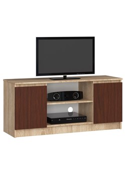 Szafka RTV z półkami dąb sonoma + wenge - Galapi 5X 140 cm ze sklepu Edinos.pl w kategorii Szafki RTV - zdjęcie 173446476
