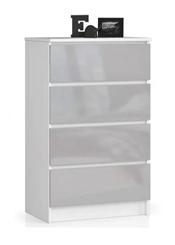 Wąska komoda z szufladami do biura biała + metalik połysk - Ranti 4X ze sklepu Edinos.pl w kategorii Komody - zdjęcie 173446505