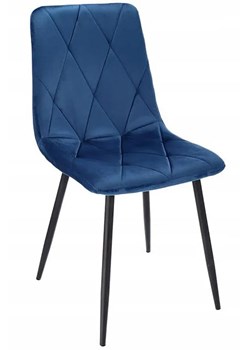 Niebieskie welurowe krzesło z pikowaniami - Ormo ze sklepu Edinos.pl w kategorii Krzesła - zdjęcie 173446927