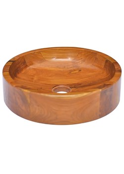 Okrągła umywalka nablatowa z drewna tekowego - Kalefi 3X ze sklepu Edinos.pl w kategorii Łazienka - zdjęcie 173447057