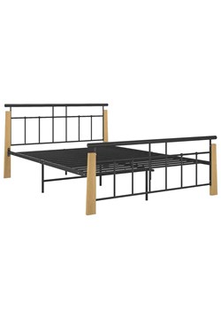 Rustykalne metalowe łóżko czarny + jasny dąb 140x200 cm - Paresa ze sklepu Edinos.pl w kategorii Łóżka i materace - zdjęcie 173447415