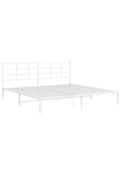 Białe metalowe łóżko małżeńskie 180x200 cm - Laxo ze sklepu Edinos.pl w kategorii Łóżka i materace - zdjęcie 173447419